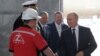 Владимир Путин на церемонии закладки боевых кораблей для Военно-морского флота России на судостроительном заводе «Залив» в Керчи, 20 июля 2020 года