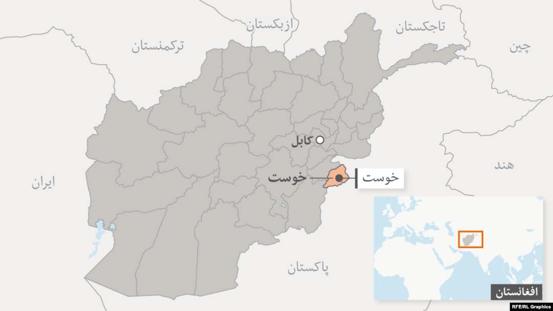 ولایت خوست در نقشه افغانستان