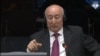 Defence witness Svetozar Andric during the trial of Ratko Mladic in Hague
