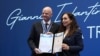 Vjosa Osmani i Đani Infantino na ceremoniji u Prištini, 8. oktobra 2025.