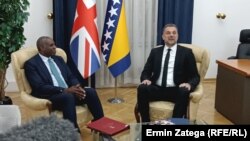 David Lammy, državni sekretar za vanjske poslove Komonvelta i razvoj Ujedinjenog Kraljevstva na sastanku sa ministrom vanjskih poslova BiH Elmedinom Konakovićem, Sarajevo, 6. maj 2025. 